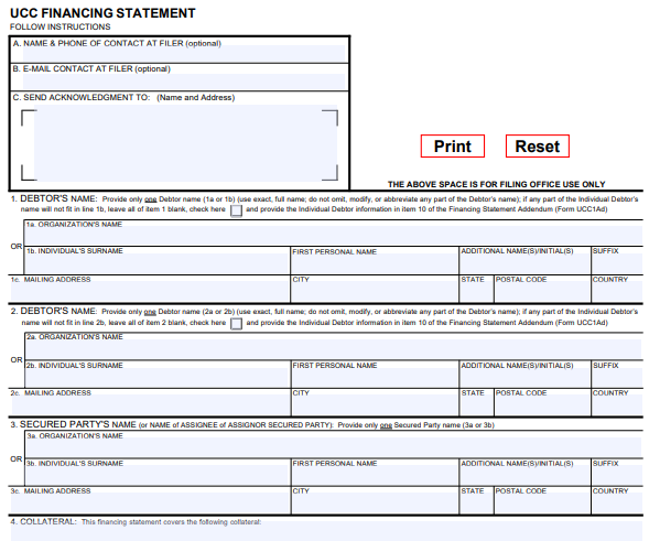 UCC-1 Financing Statement